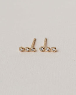 'Tali' 9k Triple Diamond Stud Earrings