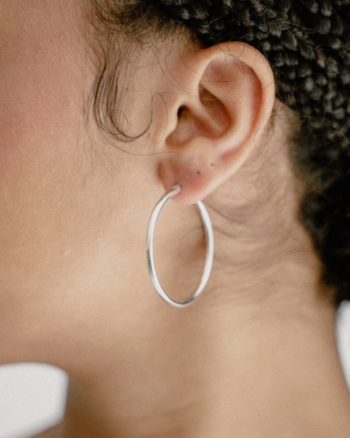 'Pamela' Pipe Hoop Earrings - Lines & Current