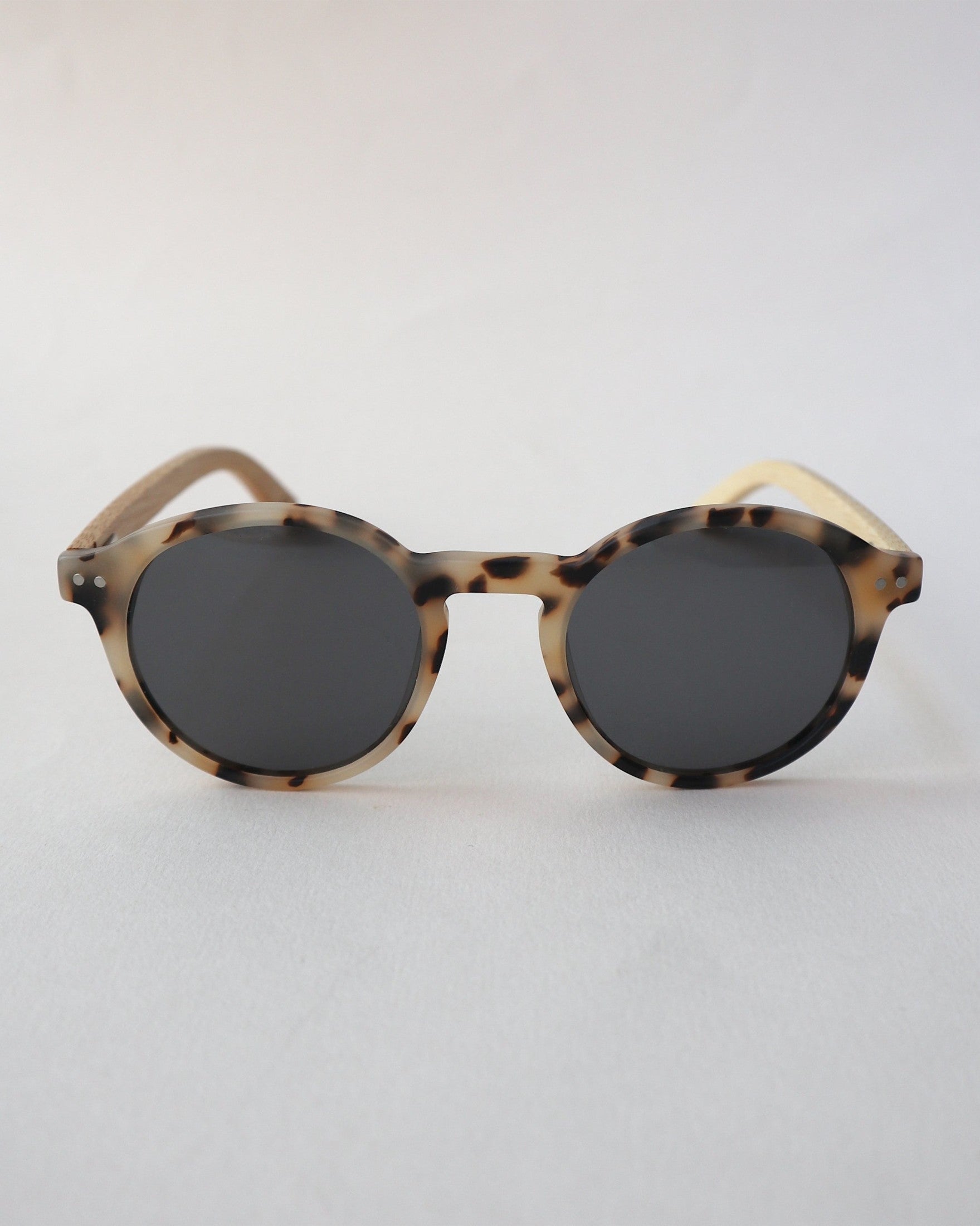 'Harriet' Blonde Tortoise Shell Bamboo Sunglasses