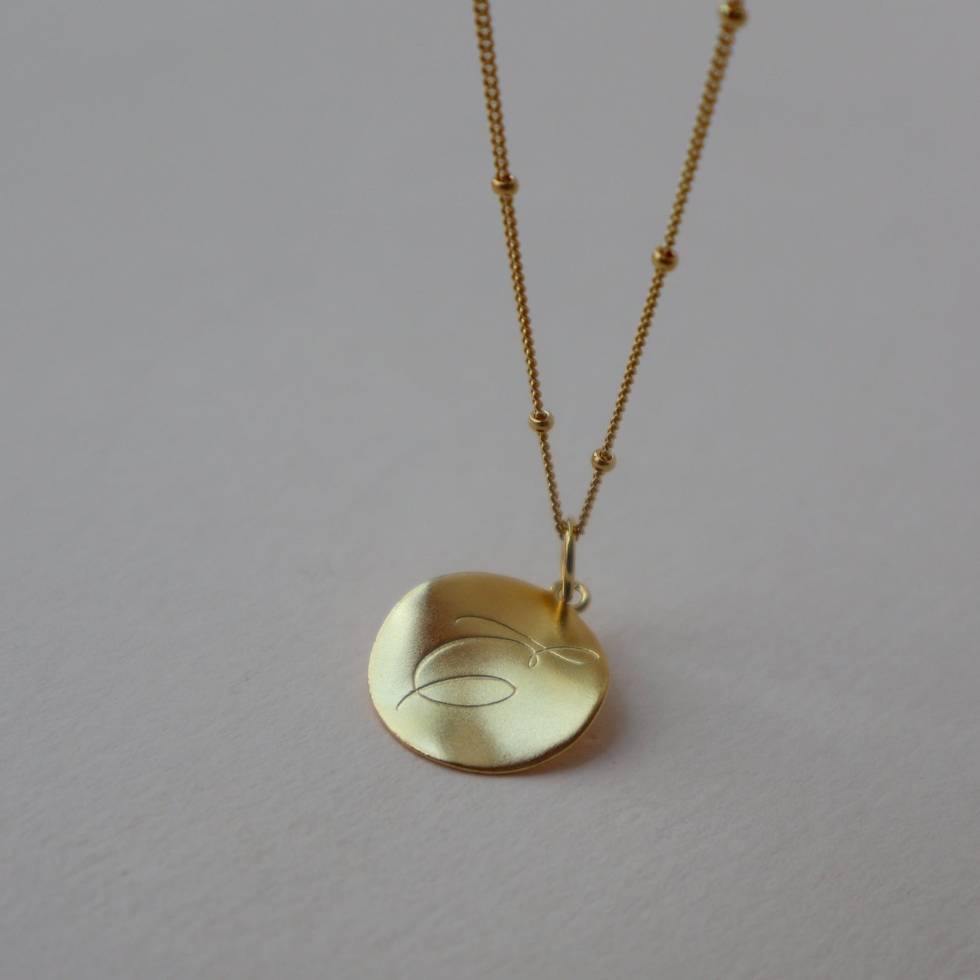 Golden &#39;Dreamer&#39; Pendant Engraved Necklace