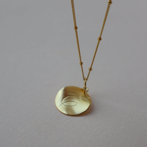 Golden 'Dreamer' Pendant Engraved Necklace - Lines & Current