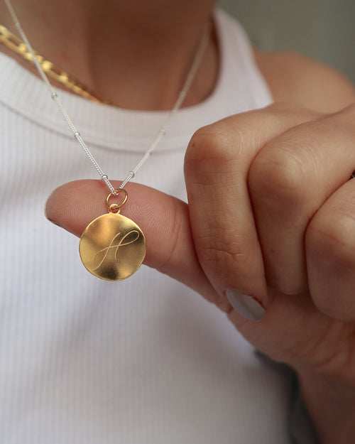 Mixed 'Dreamer' Pendant Engraved Necklace - Lines & Current
