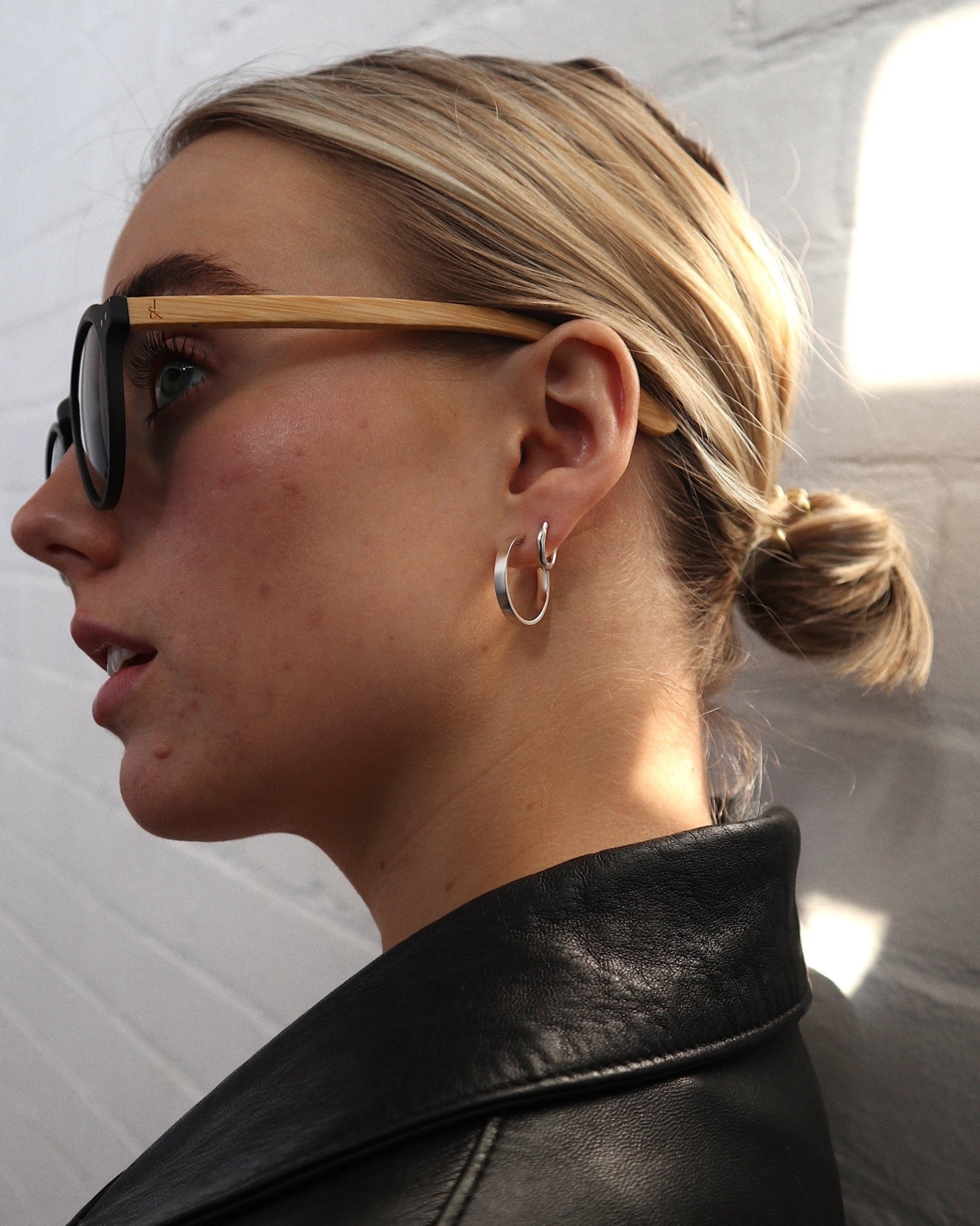 'Harriet' Black Bamboo Sunglasses