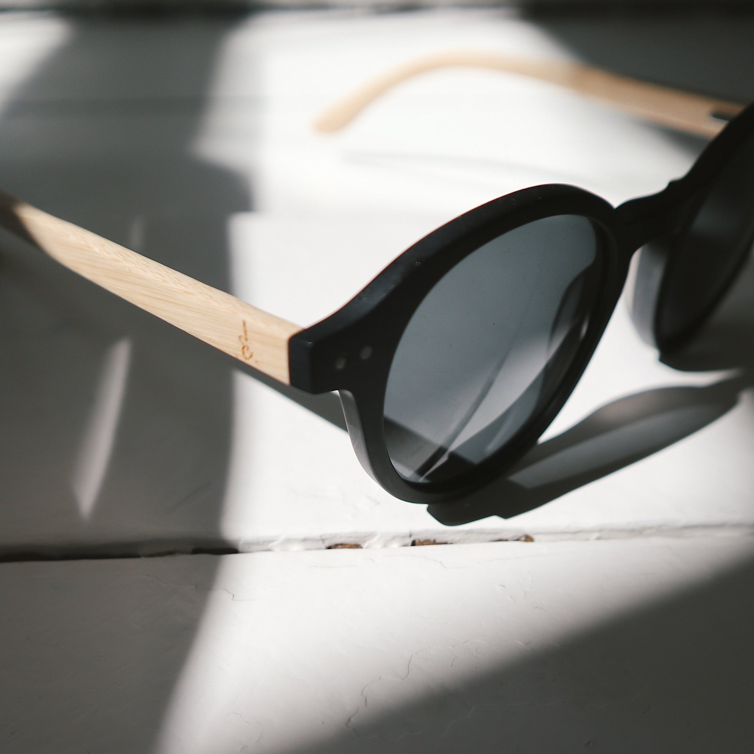 'Harriet' Black Bamboo Sunglasses