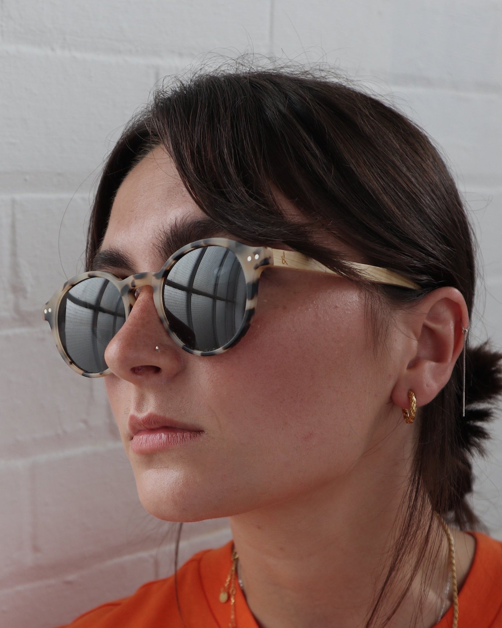 'Harriet' Blonde Tortoise Shell Bamboo Sunglasses