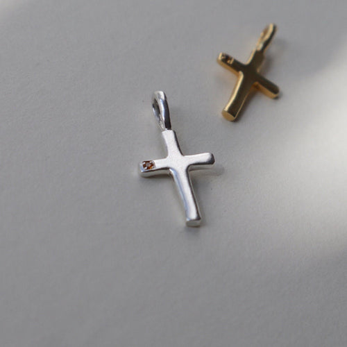 Cross with Mini Gem Charm - Lines & Current