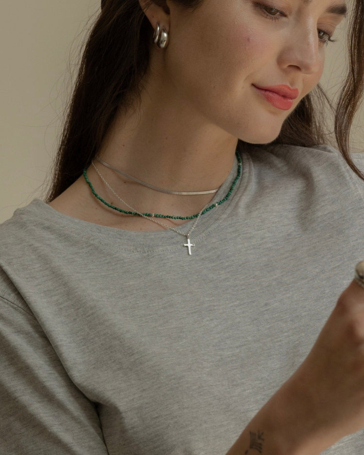 Cross with Mini Gem Necklace