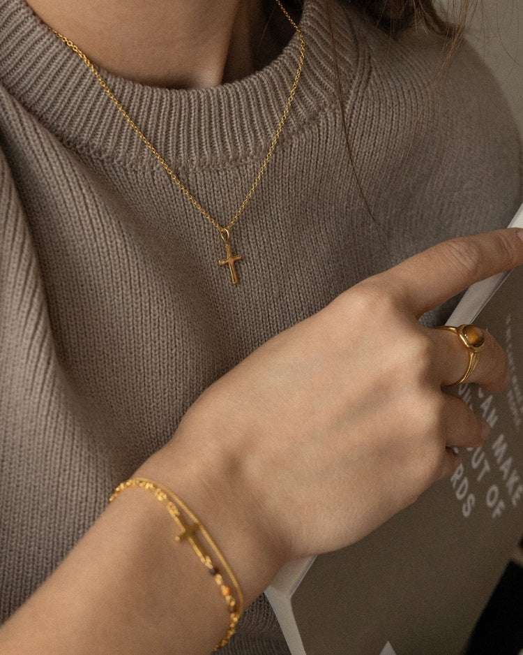 Cross with Mini Gem Necklace