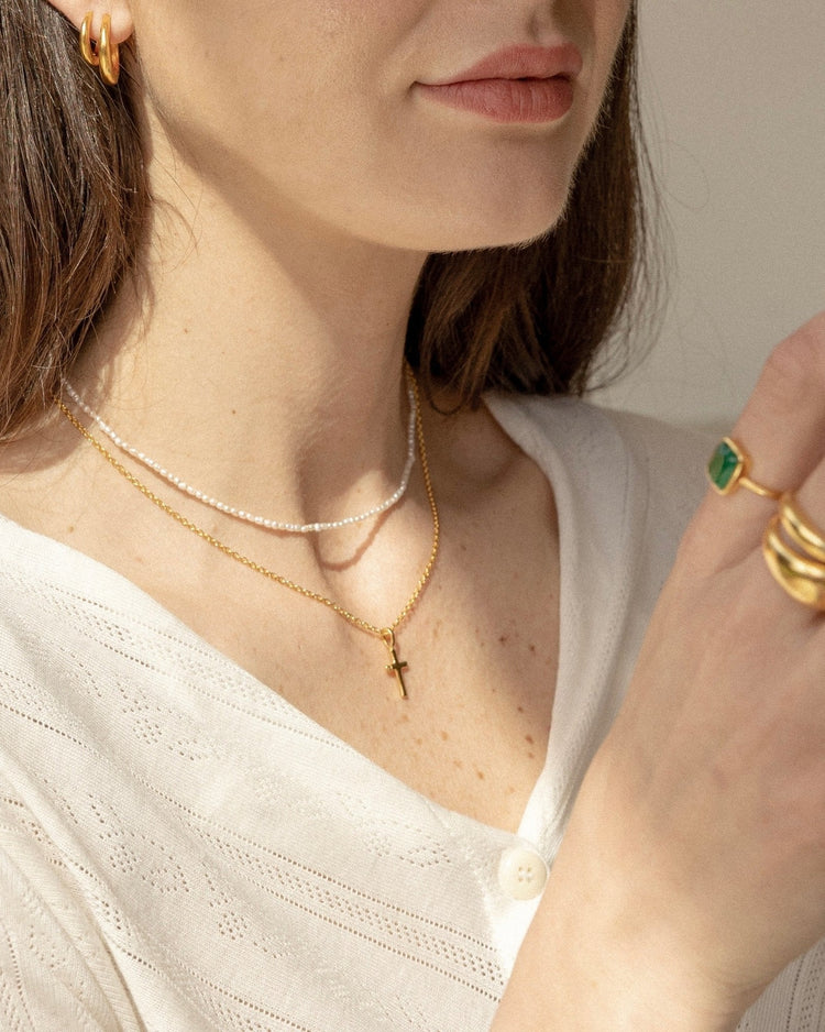 Cross with Mini Gem Necklace