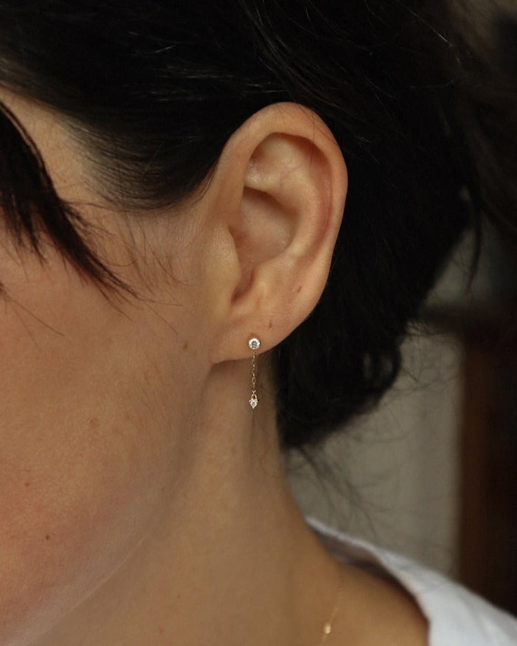 'Dawson' 18K Diamond Drop Earring - Lines & Current