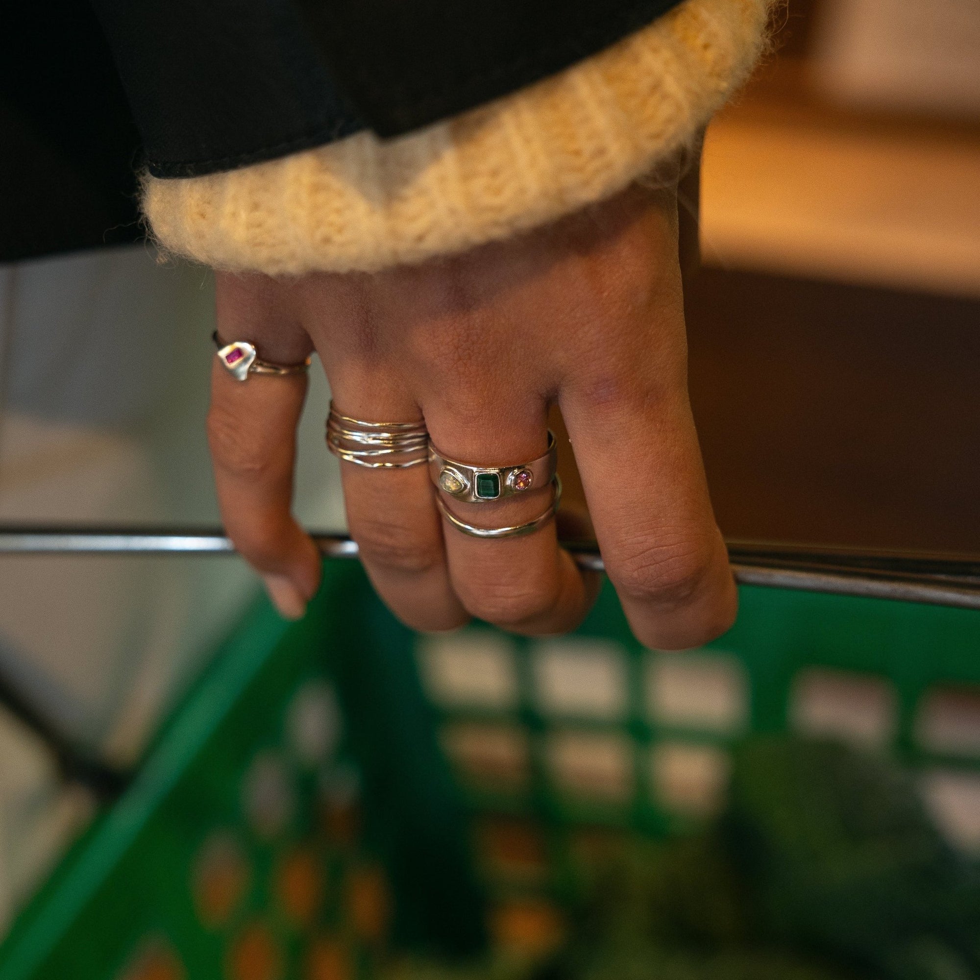 &#39;Fia&#39; Spirited Gemstone Ring - Lines &amp; Current