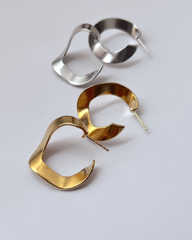 'Flo' Sculpt Hoop Earrings - Lines & Current