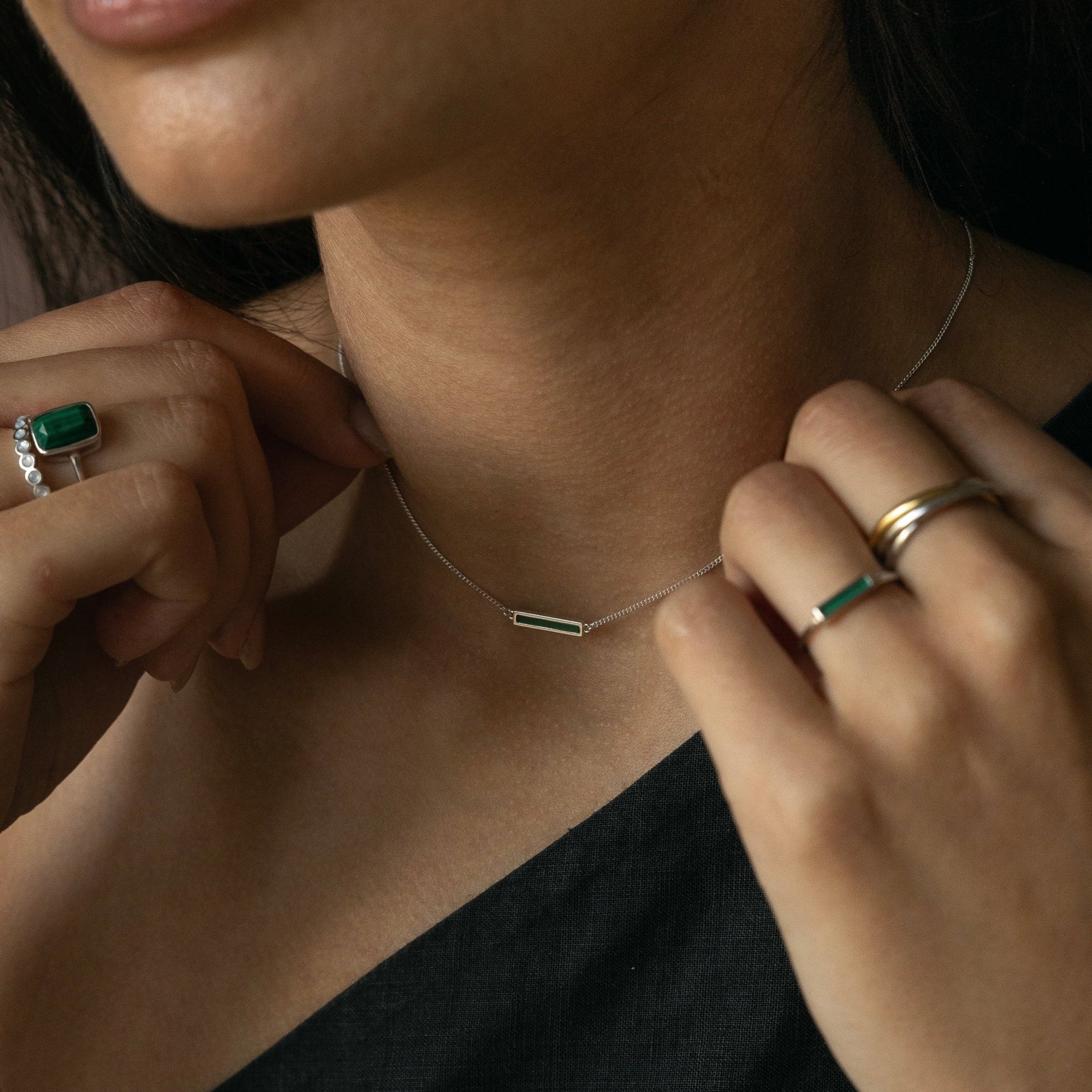 &#39;Green Alchemy&#39; Bar Necklace - Lines &amp; Current