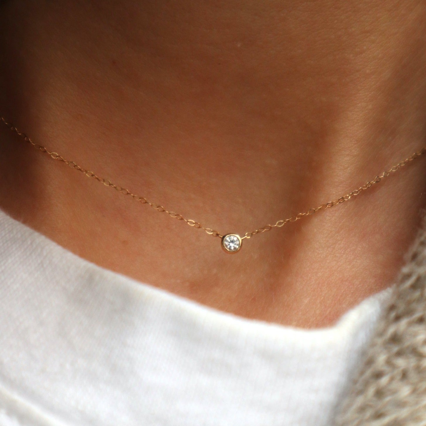 &#39;Hansley&#39; 18K Diamond Necklace - Lines &amp; Current