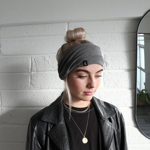 'Hetta' Headband | Beanie | Neck coil | Slate Grey - Lines & Current