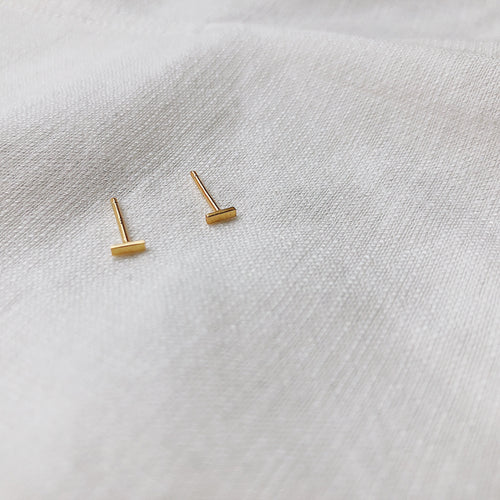 'Mia' Mini Bar Stud Earrings | Sterling Silver & Gold Set - Lines & Current