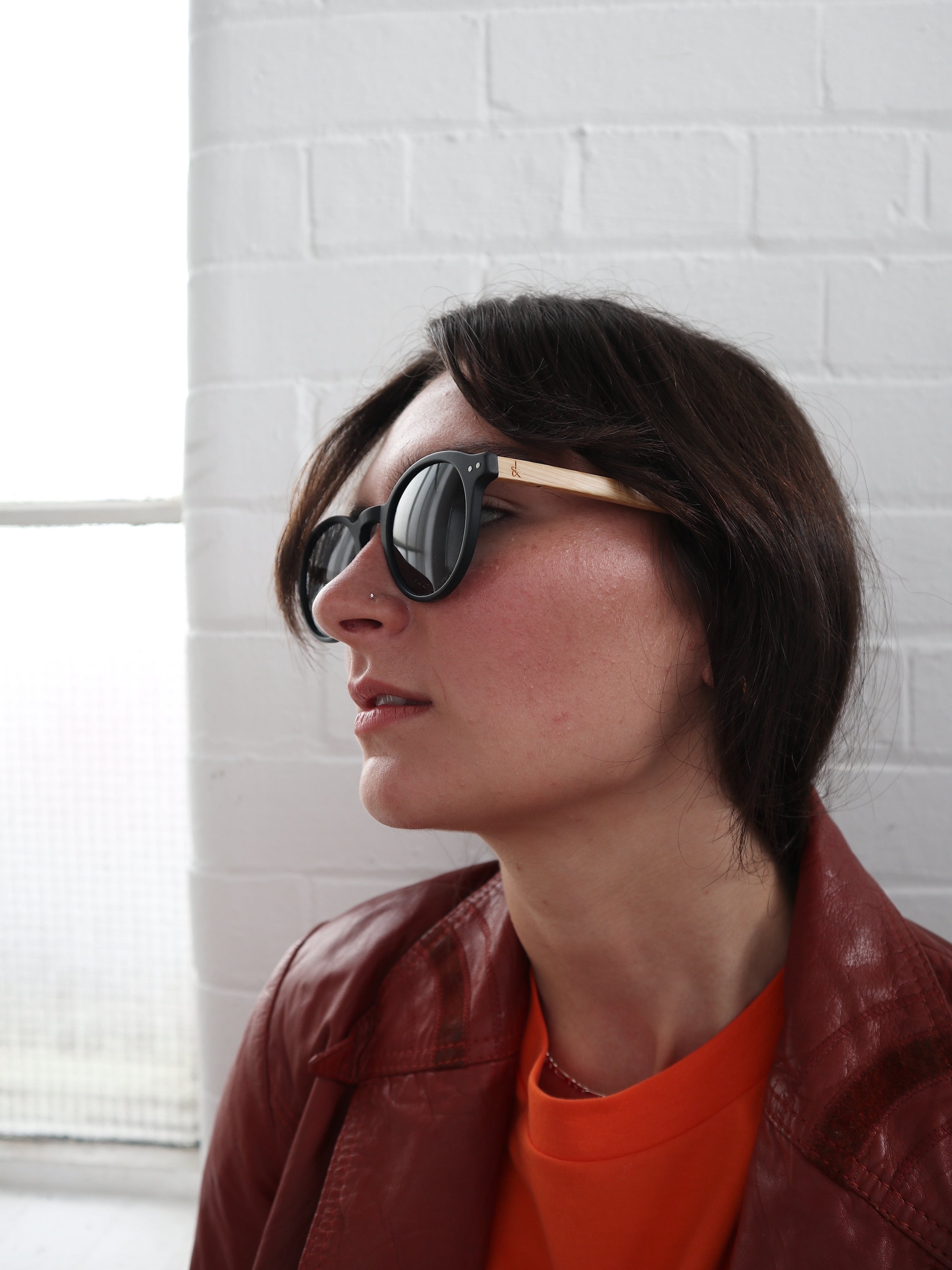 'Harriet' Black Bamboo Sunglasses