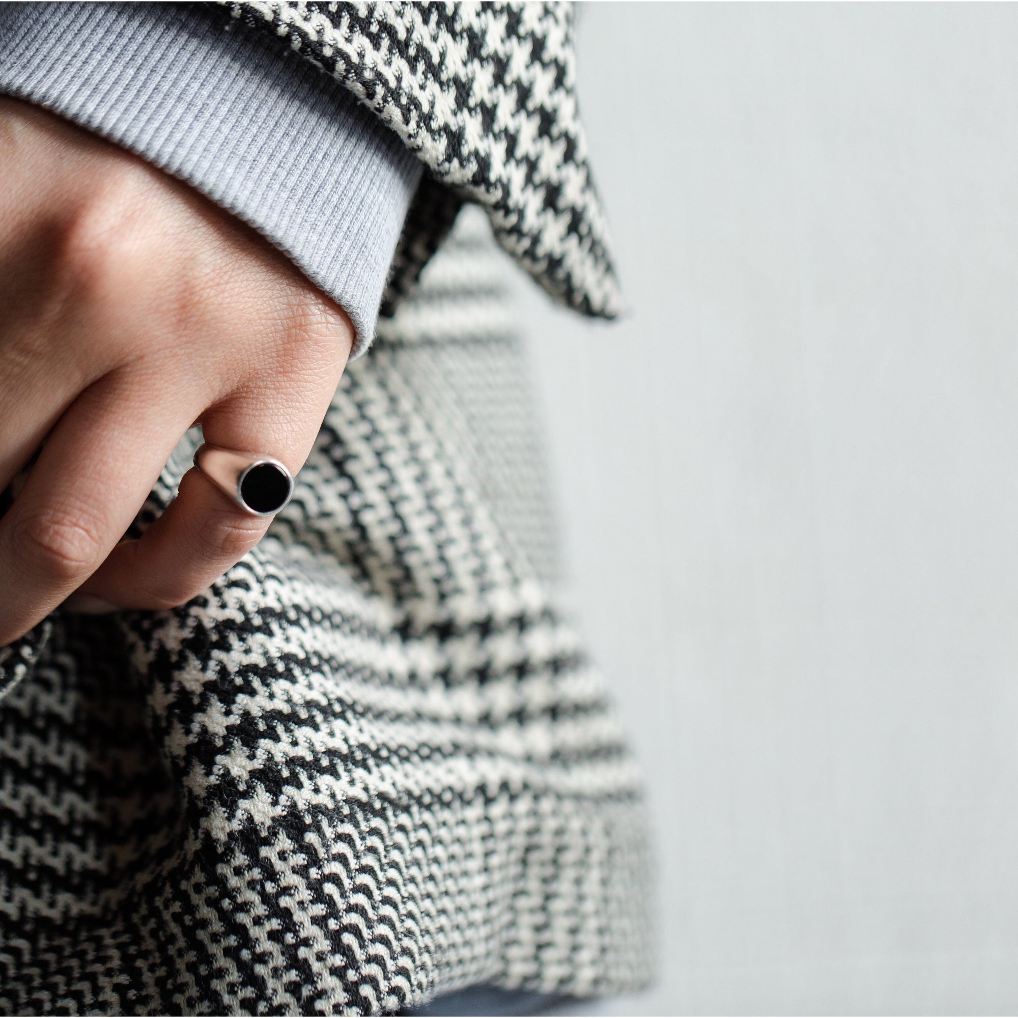 &#39;Olinda&#39; Black Onyx Signet Ring | 18K Gold Plated &amp; Sterling Silver - Lines &amp; Current