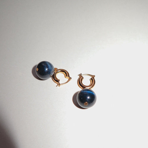 'Le Monde' Tiger's Eye Bead Earrings - Lines & Current
