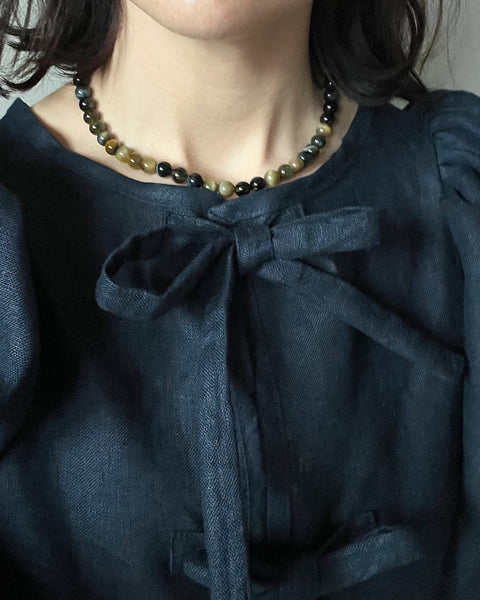 Le Monde' Tiger's Eye Beaded Necklace – LINES AND CURRENT Le Monde' Tiger's Eye Beaded Necklace – LINES AND CURRENT