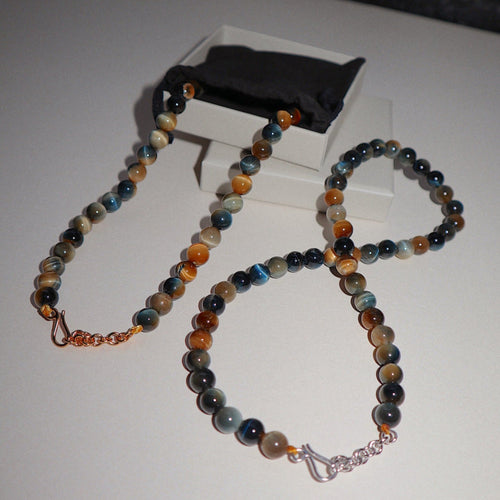 'Le Monde' Tiger's Eye Beaded Necklace - Lines & Current