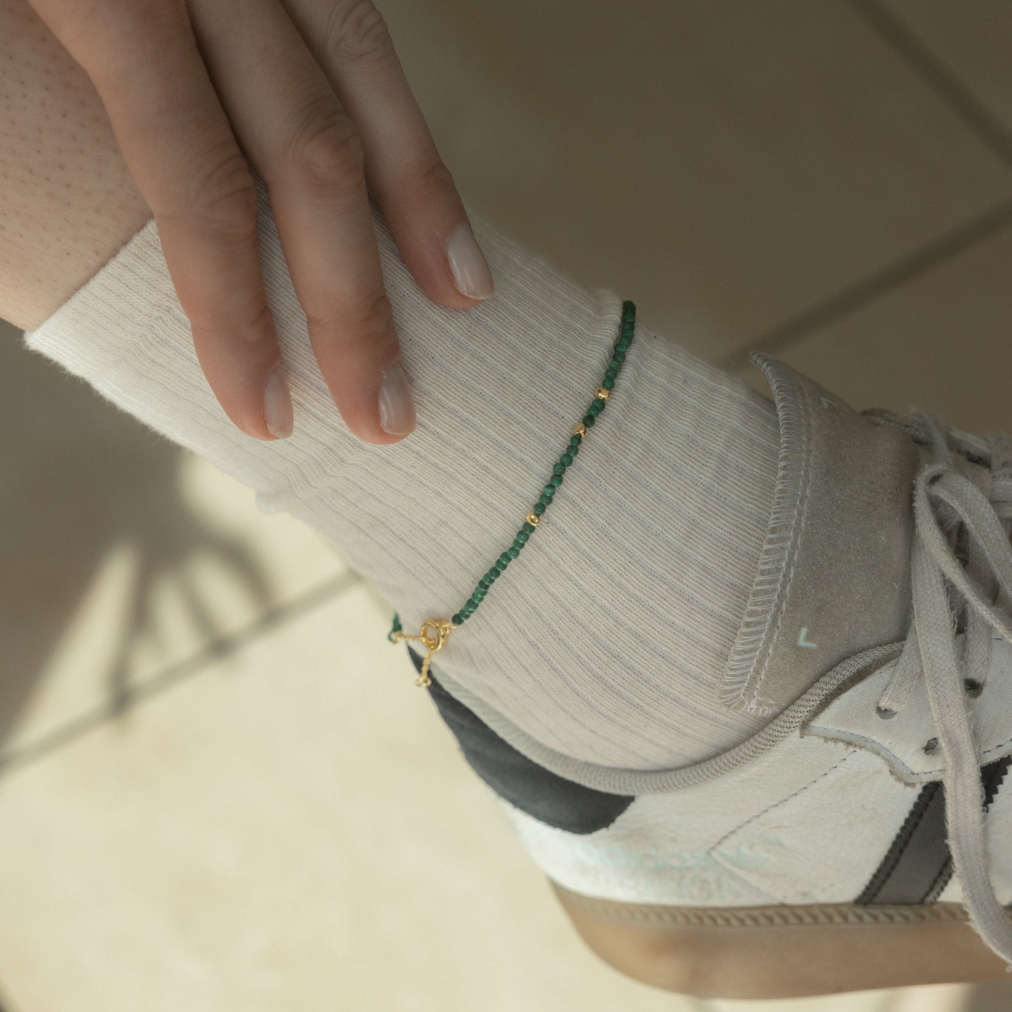 'Madison' Malachite Beaded Anklet
