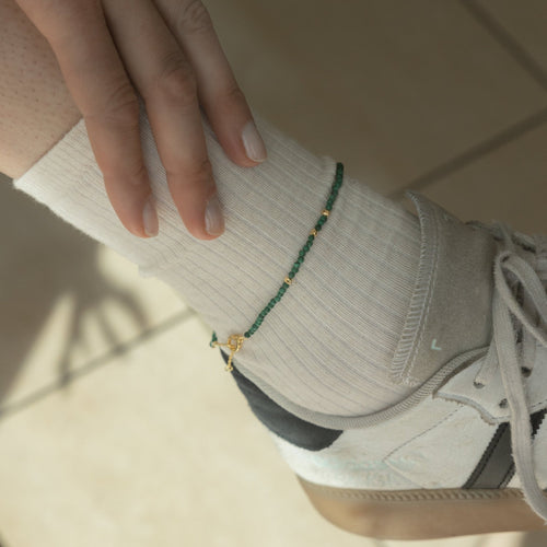 'Madison' Malachite Beaded Anklet - Lines & Current