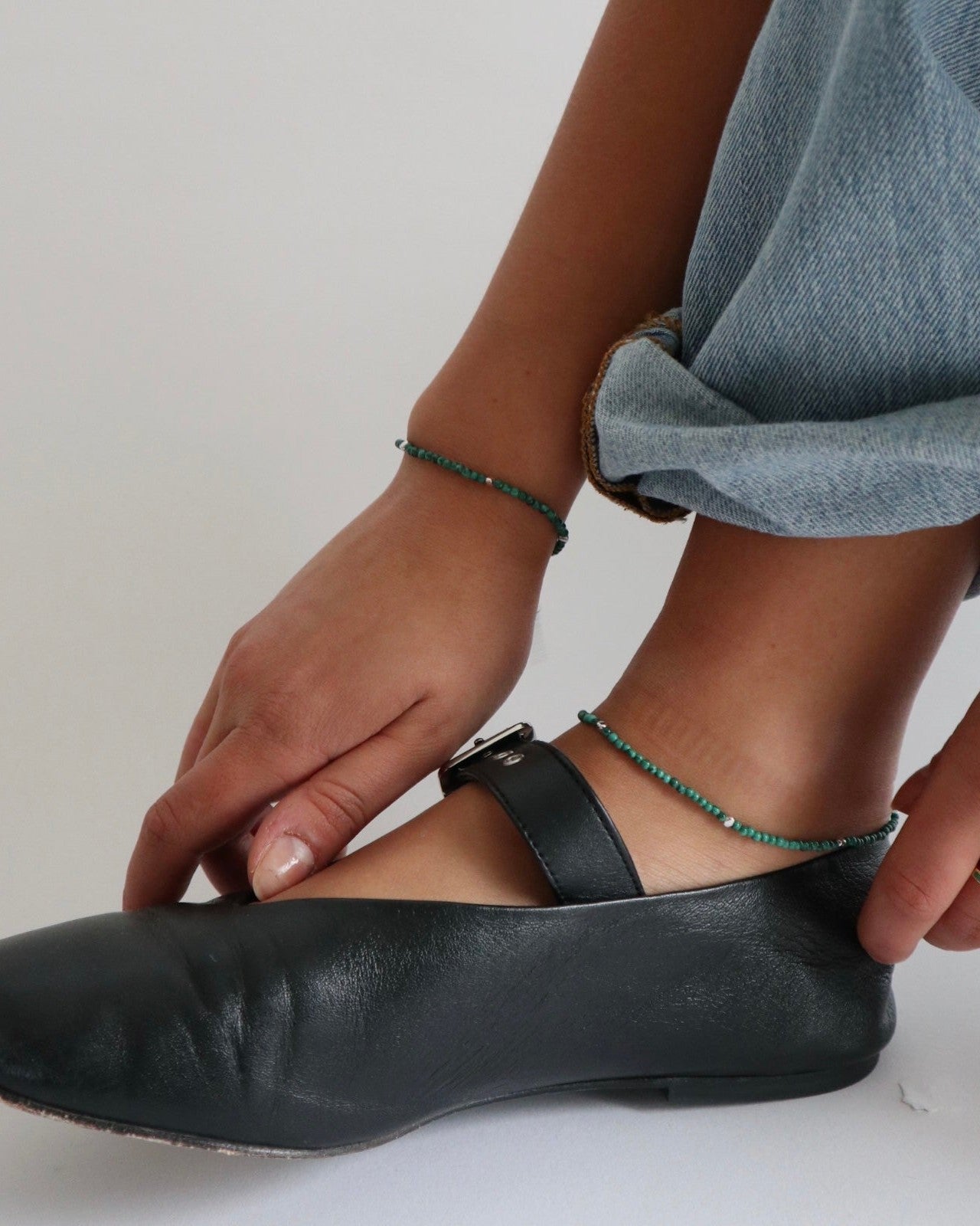 'Madison' Malachite Beaded Anklet