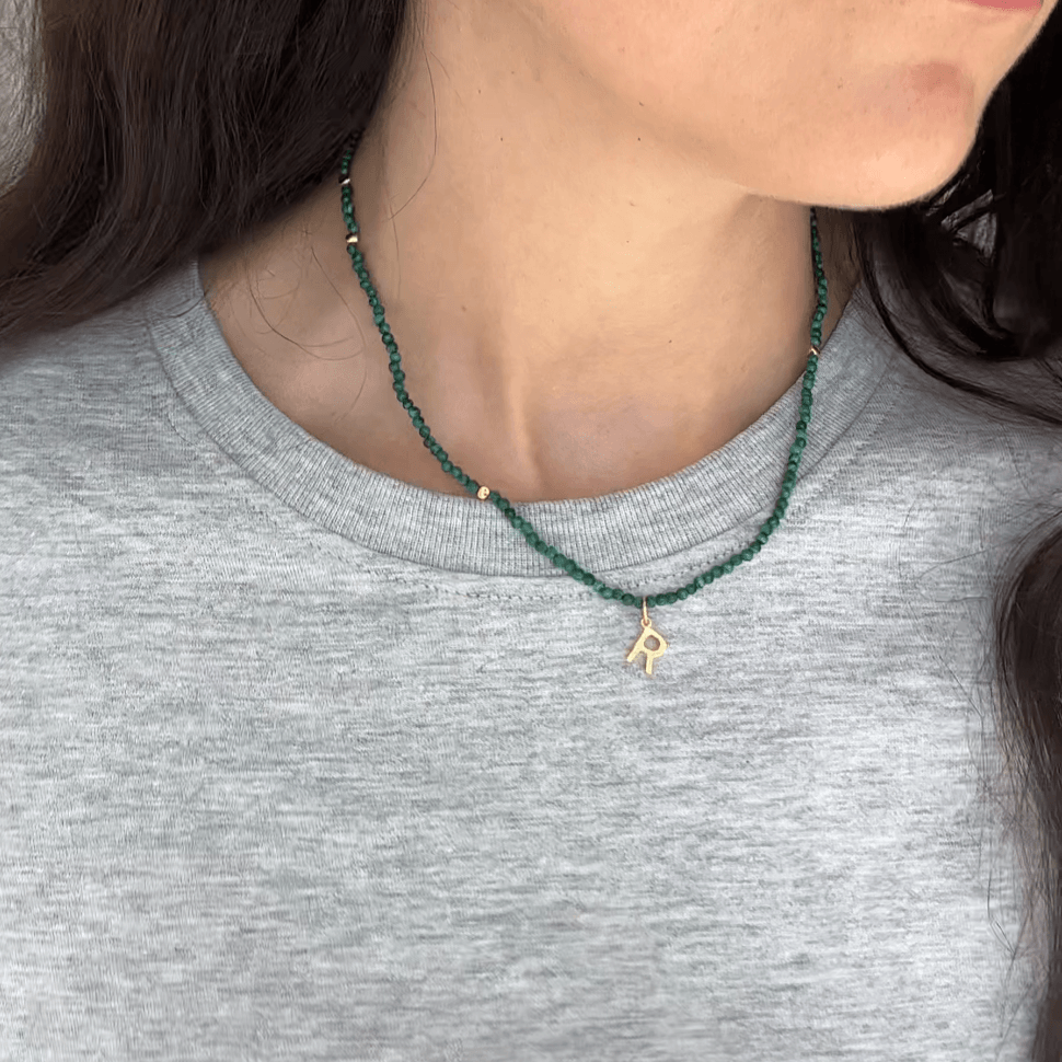 &#39;Madison&#39; Malachite Beaded Necklace - Lines &amp; Current