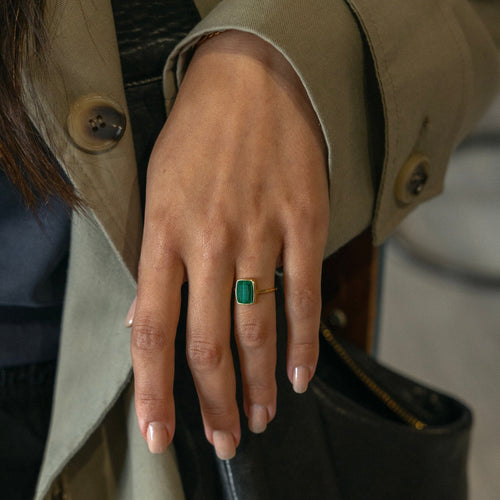 'Monroe' Green Malachite Ring - Lines & Current