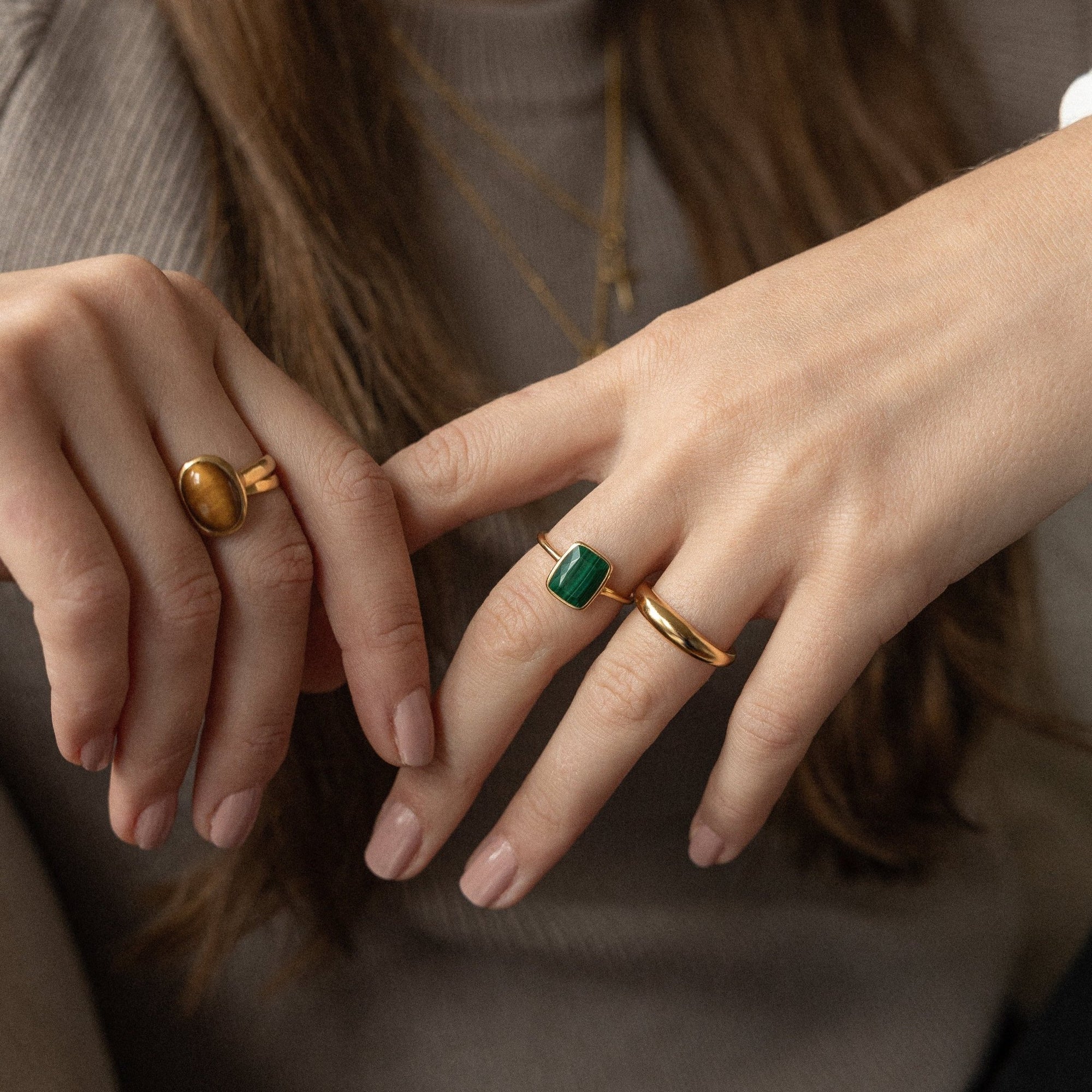 &#39;Monroe&#39; Green Malachite Ring - Lines &amp; Current