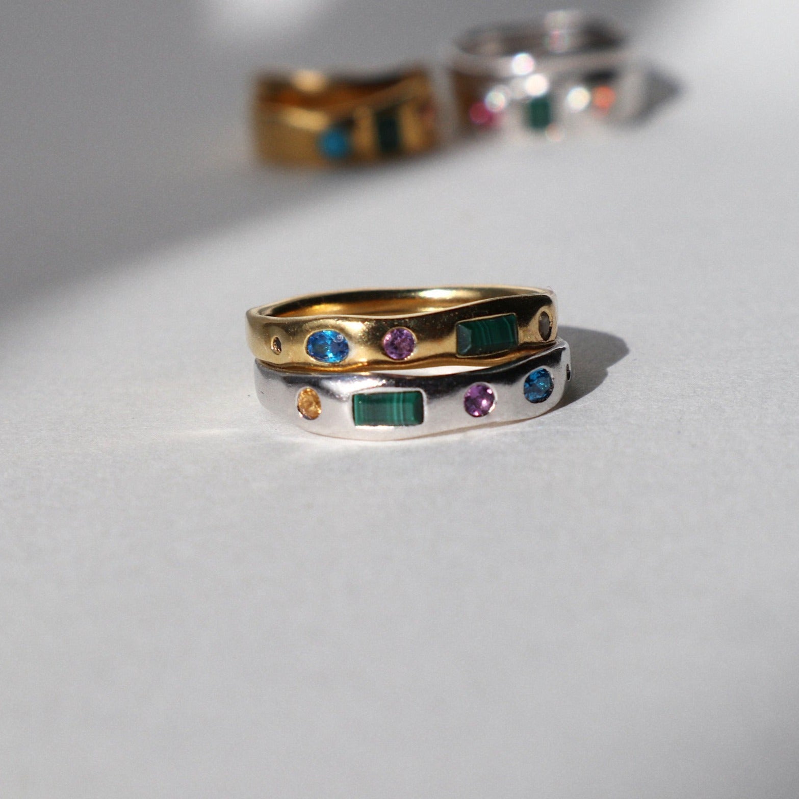 &#39;Sofia&#39; Five Gemstone Ring - Lines &amp; Current