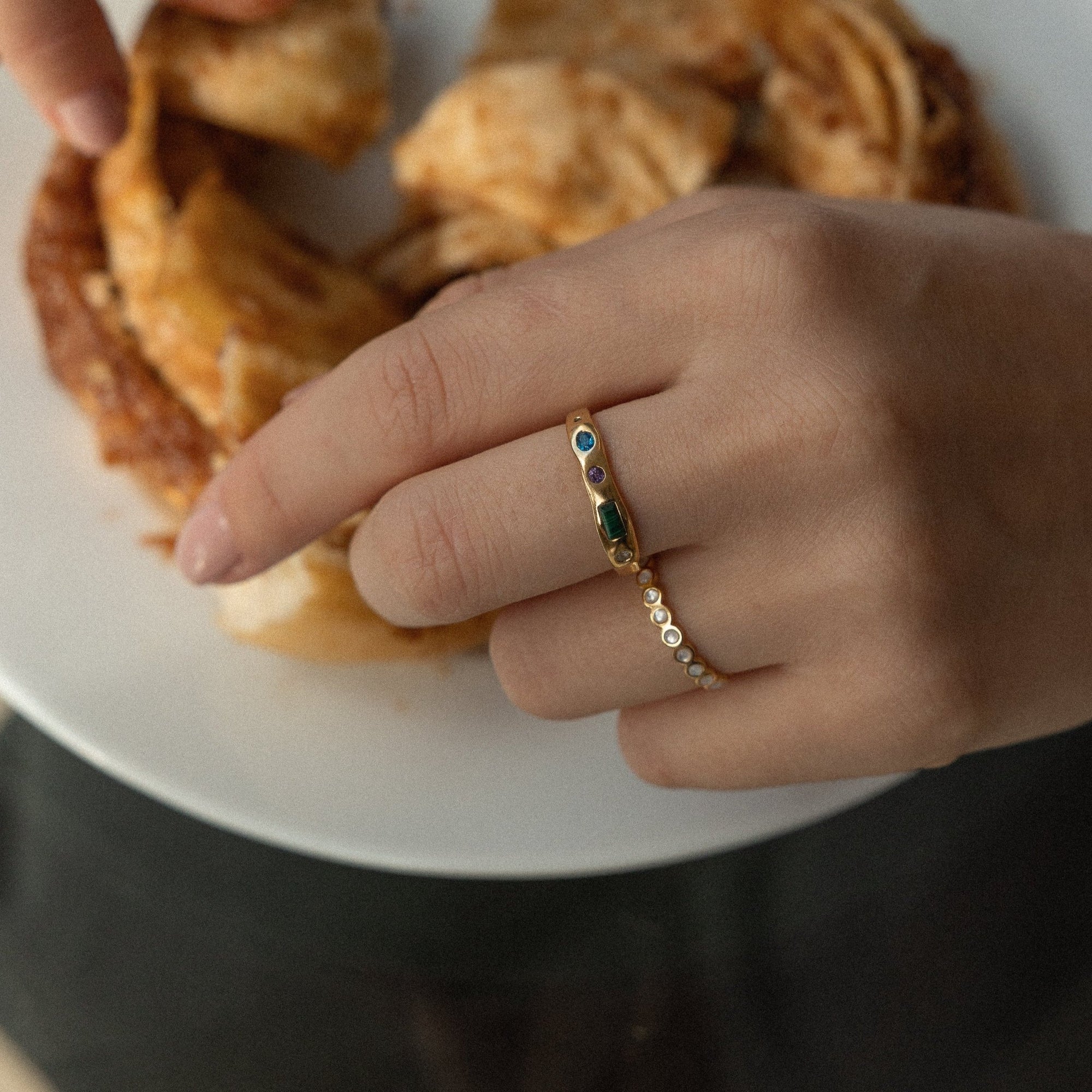 &#39;Sofia&#39; Five Gemstone Ring - Lines &amp; Current